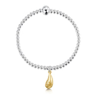 Mussel Silver Stretch Bracelet with 9ct Yellow Gold Charm by Sheila Fleet Jewellery