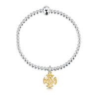 Sinclair Cross Silver Stretch Bracelet with 9ct Yellow Gold Charm by Sheila Fleet Jewellery