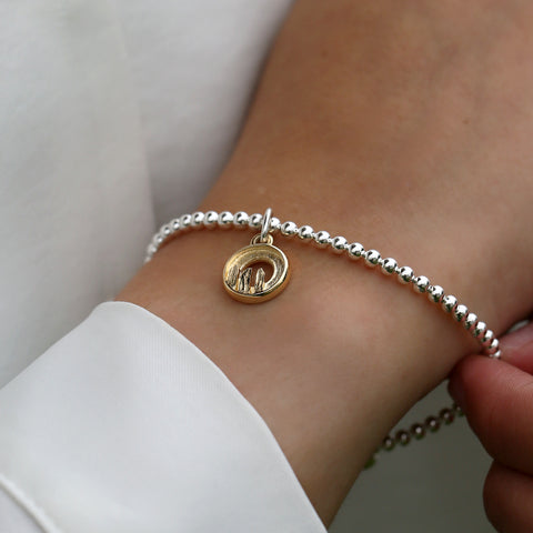 Orkney Spirit Stretch Bracelet in Silver & 9ct Yellow Gold by Sheila Fleet Jewellery