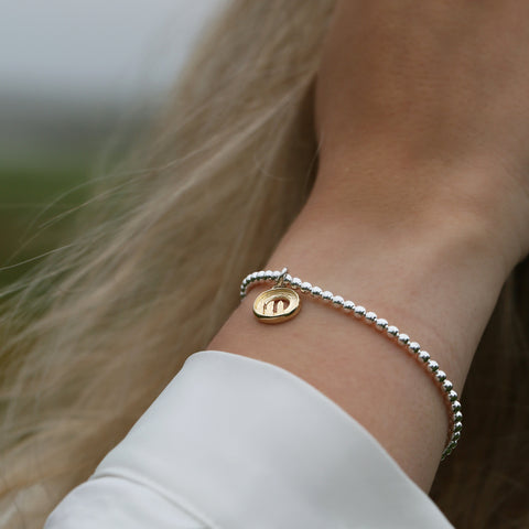 Orkney Spirit Stretch Bracelet in Silver & 9ct Yellow Gold by Sheila Fleet Jewellery