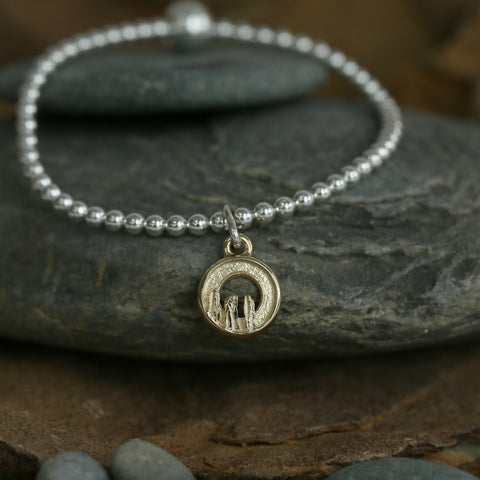 Orkney Spirit Stretch Bracelet in Silver & 9ct Yellow Gold by Sheila Fleet Jewellery