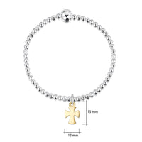 Cross of the Kirk Silver Stretch Bracelet with 9ct Yellow Gold Charm by Sheila Fleet Jewellery