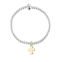 Cross of the Kirk Silver Stretch Bracelet with 9ct Yellow Gold Charm by Sheila Fleet Jewellery