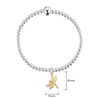 Dragonfly Silver Stretch Bracelet with 9ct Yellow Gold Charm by Sheila Fleet Jewellery