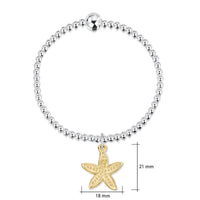 Starfish Silver Stretch Bracelet with 9ct Yellow Gold Large Charm by Sheila Fleet Jewellery