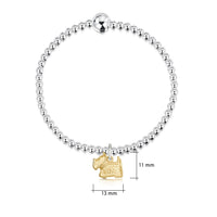 Scottie Dog Silver Stretch Bracelet with 9ct Yellow Gold Charm by Sheila Fleet Jewellery