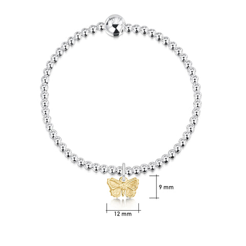 Holly Blue Silver Stretch Bracelet with 9ct Yellow Gold Small Charm by Sheila Fleet Jewellery