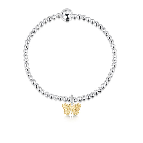 Holly Blue Silver Stretch Bracelet with 9ct Yellow Gold Small Charm by Sheila Fleet Jewellery