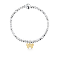 Holly Blue Silver Stretch Bracelet with 9ct Yellow Gold Small Charm by Sheila Fleet Jewellery