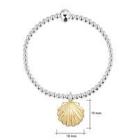 Scallop Silver Stretch Bracelet with 9ct Yellow Gold Large Charm by Sheila Fleet Jewellery