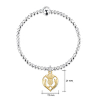 Thistle Silver Stretch Bracelet with 9ct Yellow Gold Large Charm by Sheila Fleet Jewellery