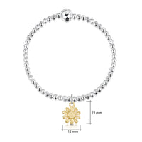 Daisies at Dawn Silver Stretch Bracelet with 9ct Yellow Gold Charm by Sheila Fleet Jewellery
