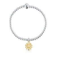 Daisies at Dawn Silver Stretch Bracelet with 9ct Yellow Gold Charm by Sheila Fleet Jewellery