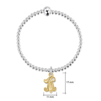 Bluebell Silver Stretch Bracelet with 9ct Yellow Gold Charm by Sheila Fleet Jewellery