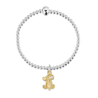 Bluebell Silver Stretch Bracelet with 9ct Yellow Gold Charm by Sheila Fleet Jewellery