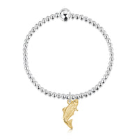 Salmon Silver Stretch Bracelet with 9ct Yellow Gold Charm by Sheila Fleet Jewellery