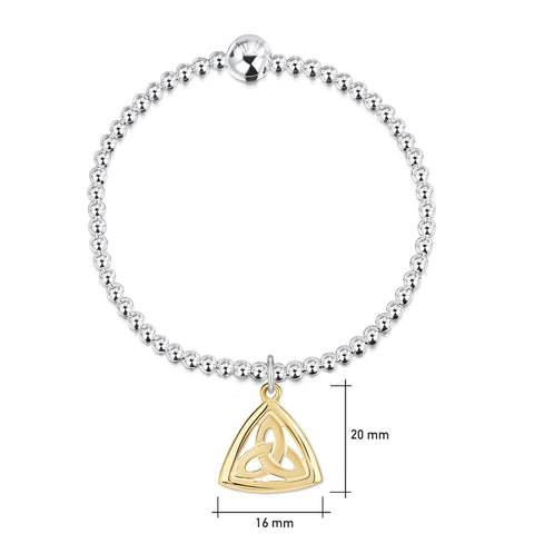 Book of Kells Silver Stretch Bracelet with 9ct Yellow Gold Large Charm