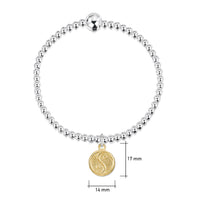 Yin Yang Silver Stretch Bracelet with 9ct Yellow Gold Large Charm by Sheila Fleet Jewellery