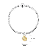 Skara Spiral Silver Stretch Bracelet with 9ct Yellow Gold Charm by Sheila Fleet Jewellery