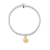 Skara Spiral Silver Stretch Bracelet with 9ct Yellow Gold Charm by Sheila Fleet Jewellery