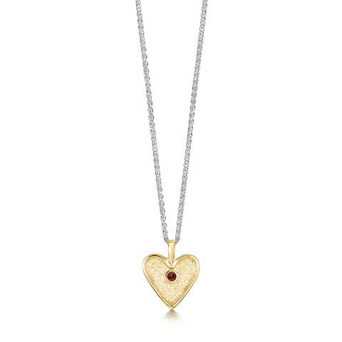 Secret Hearts Garnet Dress Pendant in Silver & 9ct Yellow Gold by Sheila Fleet Jewellery