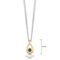 London Blue Topaz Birthstone Petite Droplet Pendant in Silver & 9ct Yellow Gold by Sheila Fleet Jewellery