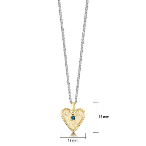 Secret Hearts London Blue Topaz Dress Pendant in Silver & 9ct Yellow Gold by Sheila Fleet Jewellery