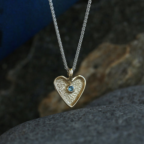 Secret Hearts London Blue Topaz Dress Pendant in Silver & 9ct Yellow Gold by Sheila Fleet Jewellery