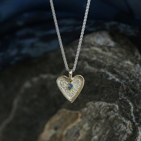 Secret Hearts London Blue Topaz Dress Pendant in Silver & 9ct Yellow Gold by Sheila Fleet Jewellery