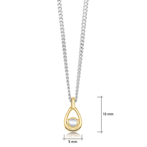 Moonstone Birthstone Petite Droplet Pendant in Silver & 9ct Yellow Gold by Sheila Fleet Jewellery