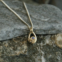 Moonstone Birthstone Petite Droplet Pendant in Silver & 9ct Yellow Gold by Sheila Fleet Jewellery