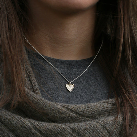Secret Hearts Moonstone Dress Pendant in Silver & 9ct Yellow Gold by Sheila Fleet Jewellery