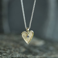 Secret Hearts Moonstone Dress Pendant in Silver & 9ct Yellow Gold by Sheila Fleet Jewellery