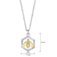 Honeycomb & Bee Small Pendant in Silver & 9ct Yellow Gold by Sheila Fleet Jewellery