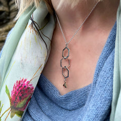 Honeycomb & Bee Large 3-link Pendant in Silver & 9ct Yellow Gold by Sheila Fleet Jewellery