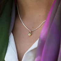 Peridot Birthstone Petite Droplet Pendant in Silver & 9ct Yellow Gold by Sheila Fleet Jewellery