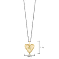 Secret Hearts Peridot Dress Pendant in Silver & 9ct Yellow Gold by Sheila Fleet Jewellery