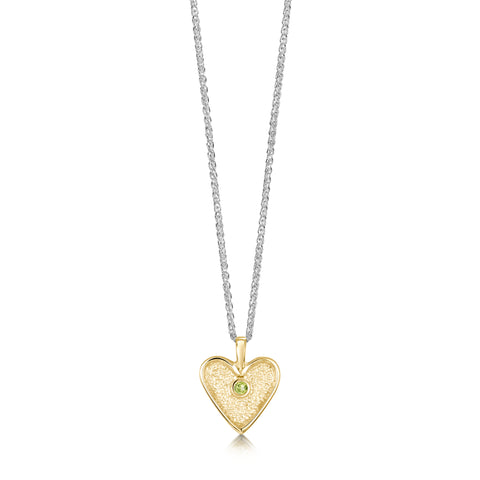 Secret Hearts Peridot Dress Pendant in Silver & 9ct Yellow Gold by Sheila Fleet Jewellery