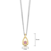 Pink Tourmaline Birthstone Petite Droplet Pendant in Silver & 9ct Yellow Gold by Sheila Fleet Jewellery