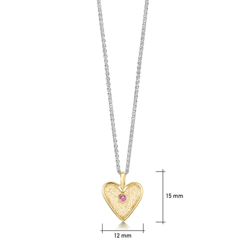 Secret Hearts Pink Tourmaline Dress Pendant in Silver & 9ct Yellow Gold by Sheila Fleet Jewellery