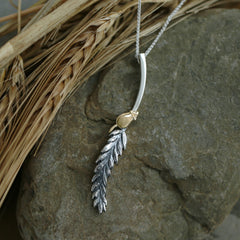 Harvest Large Silver Pendant with 9ct Yellow Gold Mouse by Sheila Fleet Jewellery