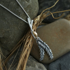 Harvest Silver Double Pendant with 9ct Yellow Gold Mouse by Sheila Fleet Jewellery