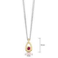 Ruby Birthstone Petite Droplet Pendant in Silver & 9ct Yellow Gold by Sheila Fleet Jewellery