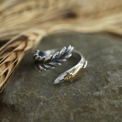 Harvest Silver Ring with 9ct Yellow Gold Mouse by Sheila Fleet Jewellery