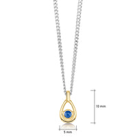 Sapphire Birthstone Petite Droplet Pendant in Silver & 9ct Yellow Gold by Sheila Fleet Jewellery