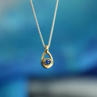 Sapphire Birthstone Petite Droplet Pendant in Silver & 9ct Yellow Gold by Sheila Fleet Jewellery
