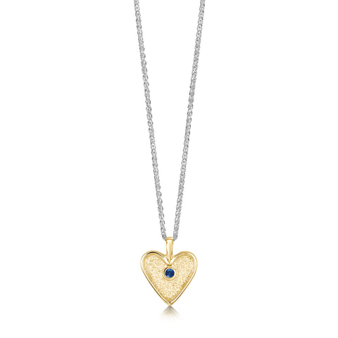 Secret Hearts Sapphire Dress Pendant in Silver & 9ct Yellow Gold by Sheila Fleet Jewellery