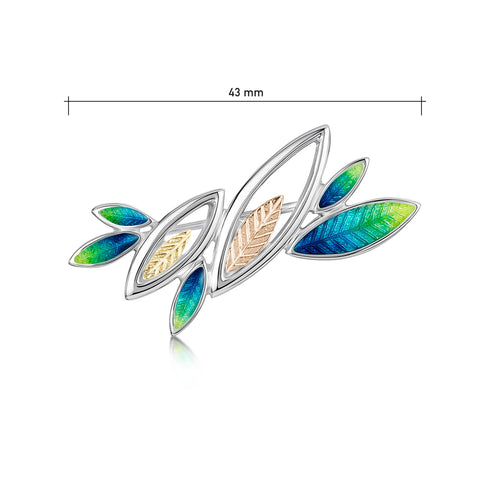 Seasons Gold Leaves Brooch in Spring Enamel by Sheila Fleet Jewellery