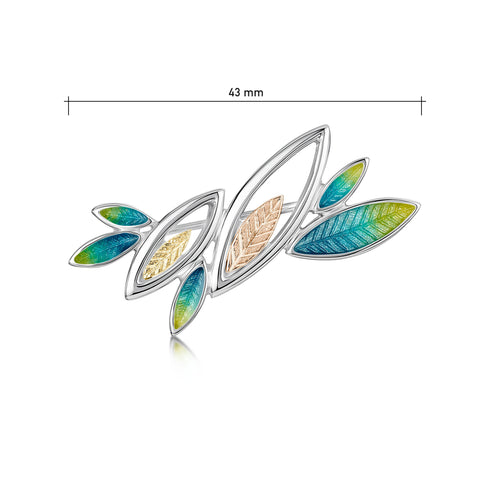 Seasons Gold Leaves Brooch in Summer Enamel by Sheila Fleet Jewellery