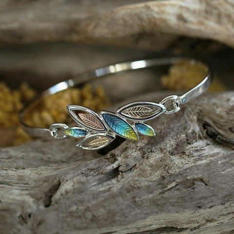 Seasons Gold Leaves Bangle in Summer Enamel by Sheila Fleet Jewellery